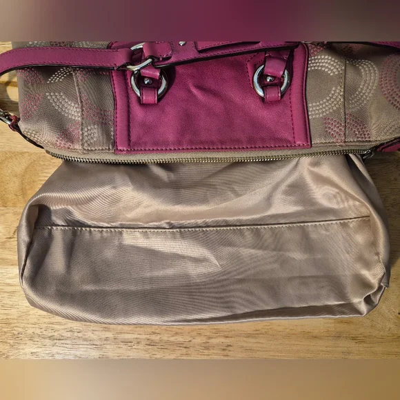 Coach Ashley Op Art Pink and Tan Satchel - Picture 8 of 12